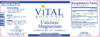 Vital Nutrients Calcium/Magnesium (Citrate/Malate Formula) - supplement