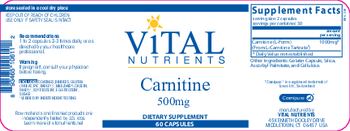 Vital Nutrients Carnitine 500 mg - supplement