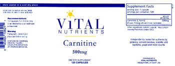 Vital Nutrients Carnitine 500 mg - supplement