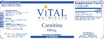 Vital Nutrients Carnitine 500 mg - supplement