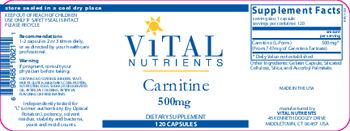 Vital Nutrients Carnitine 500 mg - supplement