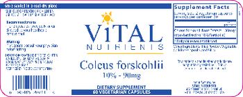 Vital Nutrients Coleus Forskohlii 10% - 90 mg - supplement