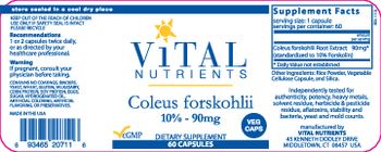 Vital Nutrients Coleus Forskohlii 90 mg - supplement