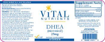 Vital Nutrients DHEA (Micronized) 25 mg - supplement