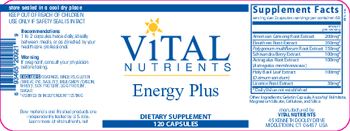 Vital Nutrients Energy Plus - supplement