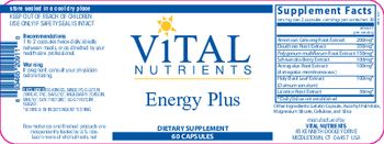 Vital Nutrients Energy Plus - supplement