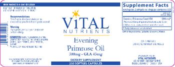 Vital Nutrients Evening Primrose Oil 500 mg - GLA 45 mg - supplement