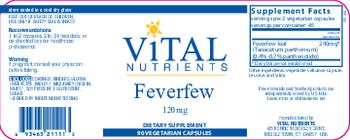 Vital Nutrients Feverfew 120 mg - supplement