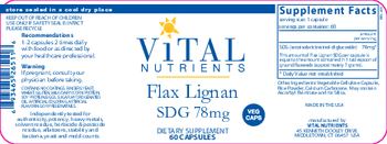 Vital Nutrients Flax Lignan SDG 78 mg - supplement