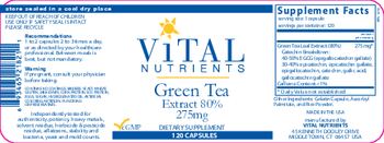 Vital Nutrients Green Tea Extract 80% 275 mg - supplement