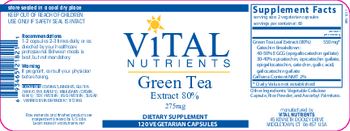 Vital Nutrients Green Tea Extract 80% 275 mg - supplement