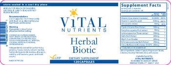 Vital Nutrients Herbal Biotic - supplement