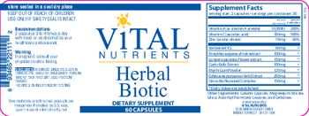 Vital Nutrients Herbal Biotic - supplement