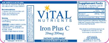 Vital Nutrients Iron Plus C - supplement