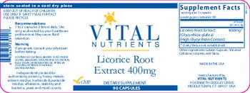 Vital Nutrients Licorice Root Extract 400 mg - supplement