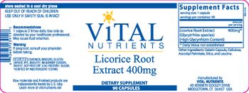 Vital Nutrients Licorice Root Extract 400 mg - supplement