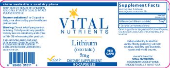 Vital Nutrients Lithium (Orotate) 5 mg - supplement