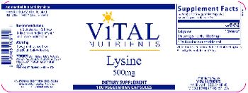 Vital Nutrients Lysine 500 mg - supplement