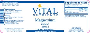 Vital Nutrients Magnesium (Citrate) 150 mg - supplement