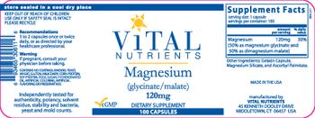 Vital Nutrients Magnesium (Glycinate/Malate) 120 mg - supplement