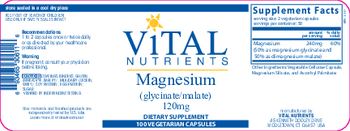 Vital Nutrients Magnesium (Glycinate/Malate) 120 mg - supplement