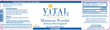 Vital Nutrients Mannose Powder - supplement