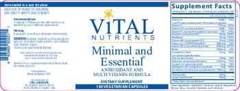 Vital Nutrients Minimal and Essential - supplement