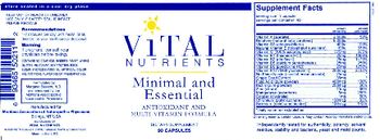 Vital Nutrients Minimal and Essential - supplement