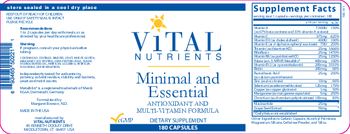 Vital Nutrients Minimal and Essential - supplement