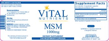 Vital Nutrients MSM 1000 mg - supplement