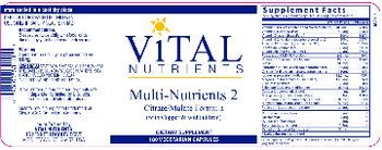 Vital Nutrients Multi-Nutrients 2 (with Copper & without Iron) - supplement