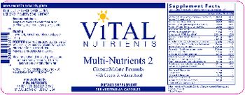 Vital Nutrients Multi-Nutrients 2 (with Copper & without Iron) - supplement