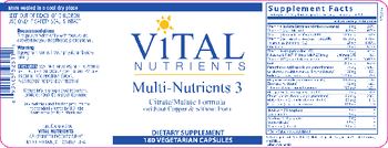 Vital Nutrients Multi-Nutrients 3 (without Copper & without Iron) - supplement