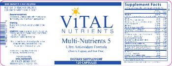 Vital Nutrients Multi-Nutrients 5 (Boron, Copper, and Iron Free) - supplement