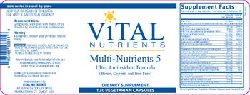 Vital Nutrients Multi-Nutrients 5 - supplement