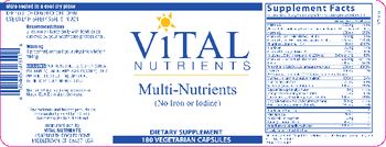 Vital Nutrients Multi-Nutrients (no Iron or Iodine) - supplement
