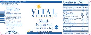 Vital Nutrients Multi-Nutrients (No Iron or Iodine) - supplement