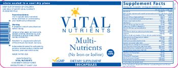 Vital Nutrients Multi-Nutrients (No Iron or Iodine) - supplement