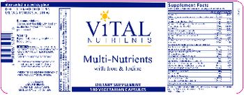 Vital Nutrients Multi-Nutrients with Iron & Iodine - supplement