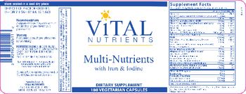 Vital Nutrients Multi-Nutrients with Iron & Iodine - supplement