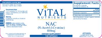 Vital Nutrients NAC 600 mg - supplement
