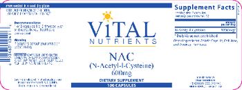 Vital Nutrients NAC (N-Acetyl-l-Cysteine) 600 mg - supplement