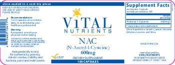 Vital Nutrients NAC (N-Acetyl-l-Cysteine) 600 mg - supplement