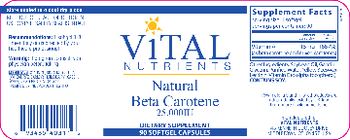 Vital Nutrients Natural Beta Carotene 25,000 IU - supplement
