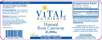 Vital Nutrients Natural Beta Carotene 25,000 IU - supplement