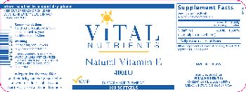 Vital Nutrients Natural Vitamin E 400 IU - supplement