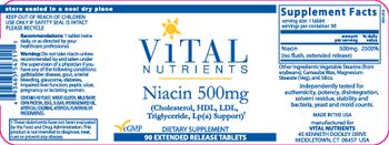 Vital Nutrients Niacin 500 mg - supplement