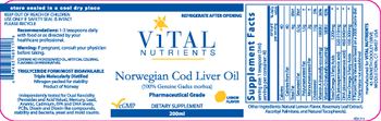 Vital Nutrients Norwegian Cod Liver Oil Lemon Flavor - supplement