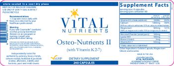 Vital Nutrients Osteo-Nutrients II (with Vitamin K2-7) - supplement