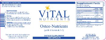 Vital Nutrients Osteo-Nutrients (with Vitamin K2-7) - supplement